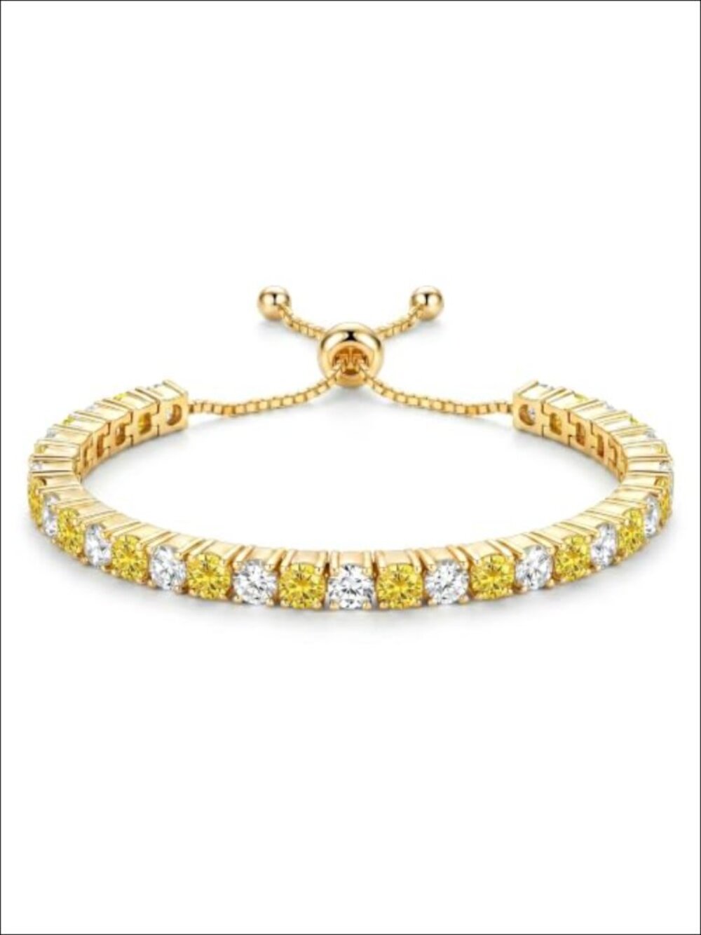 14K Gold Birthstone Tennis Bracelet Adjustable Bolo Bracelet for Women Birthday